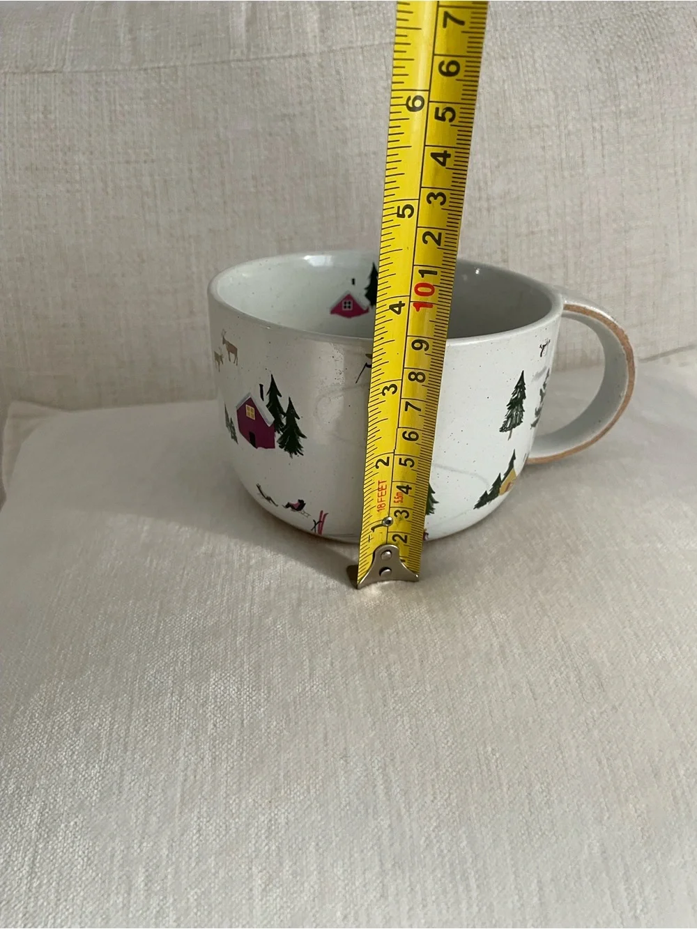 West Elm St. Jude Holiday Skier Stoneware Mug Soup Bowl Snow Trees Winter 28 oz